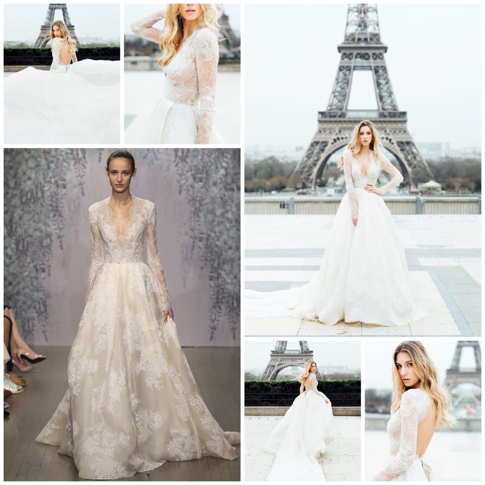 MONIQUE LHULLIER | Winslet | 2017 | Lace Wedding Dress A-Line Gown Long Sleeves - Picture 8 of 16